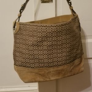 Coach Signature & Suede Shoulder Bag